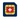An eSIM icon with a dark blue card base, yellow metallic-looking contact areas, and a red square in the center containing a white cross, shown on a plain white background.
